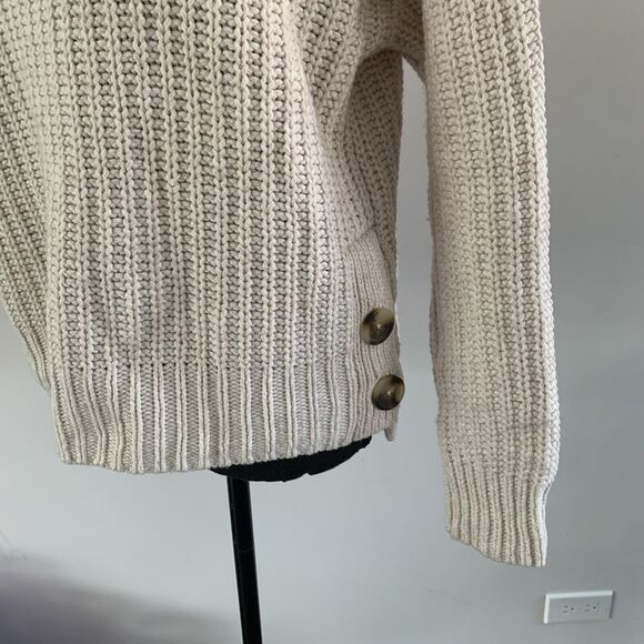 Madewell Womens S Sweater Turtle  Neck Wool Cotton Cream Luxury Thick Net Casual - Picture 2 of 9